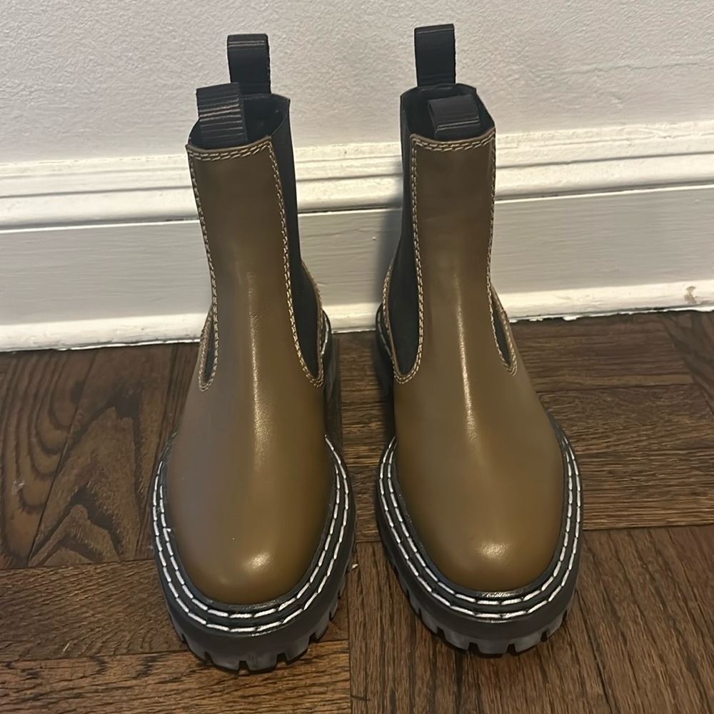 Proenza Schouler Khaki Lug Sole Chelsea Boots
